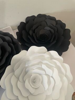 Custom order Hand Crafted Black and White Flower Wall Decor